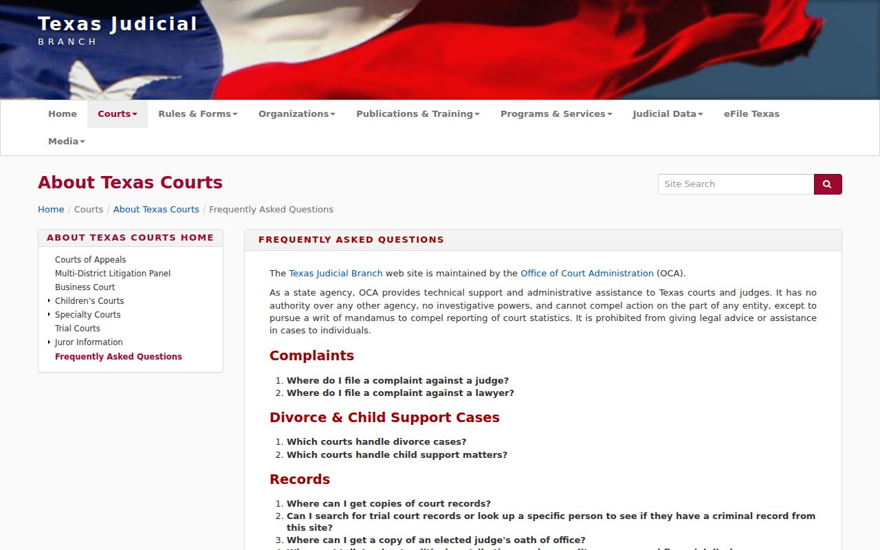 Nacogdoches County warrant records research showing the Texas Courts local-court search guidance